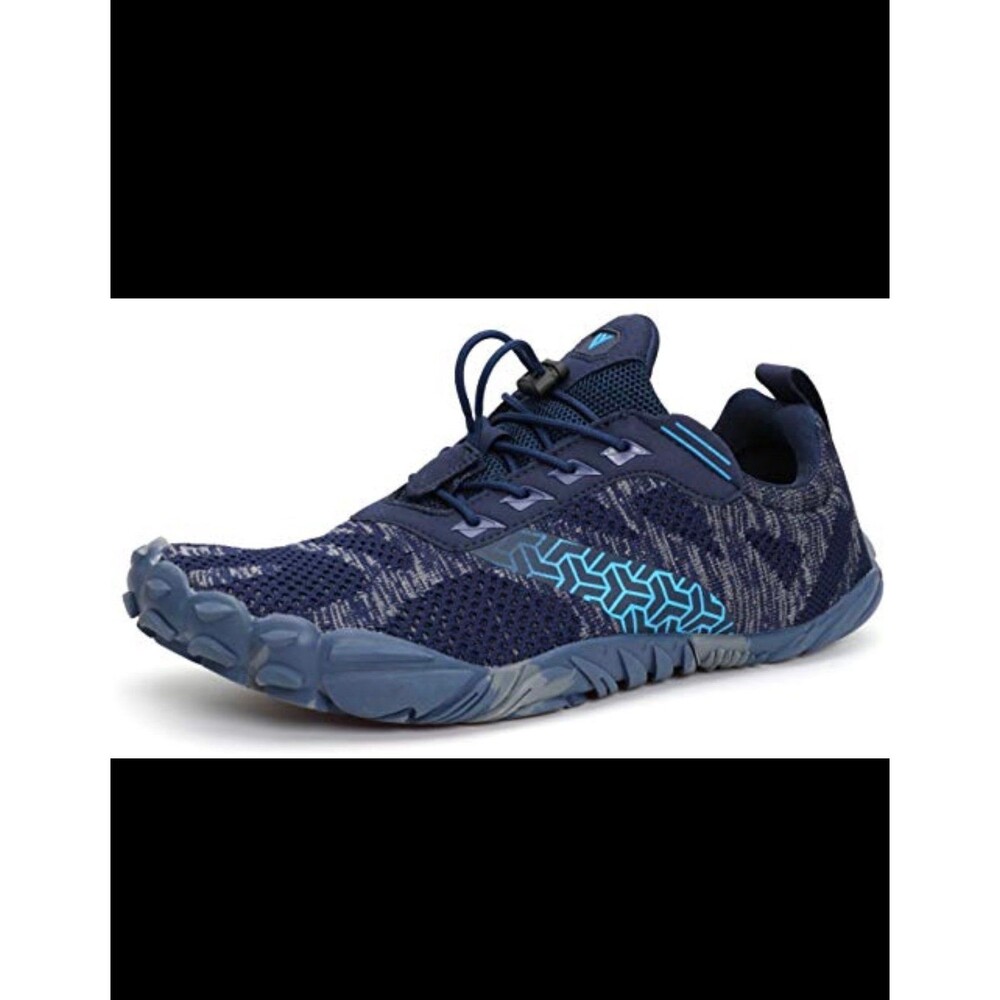 WHITIN Men’s 8 Minimalist Barefoot Trail Shoes EU 41 Black Blue Gray Wide Toe